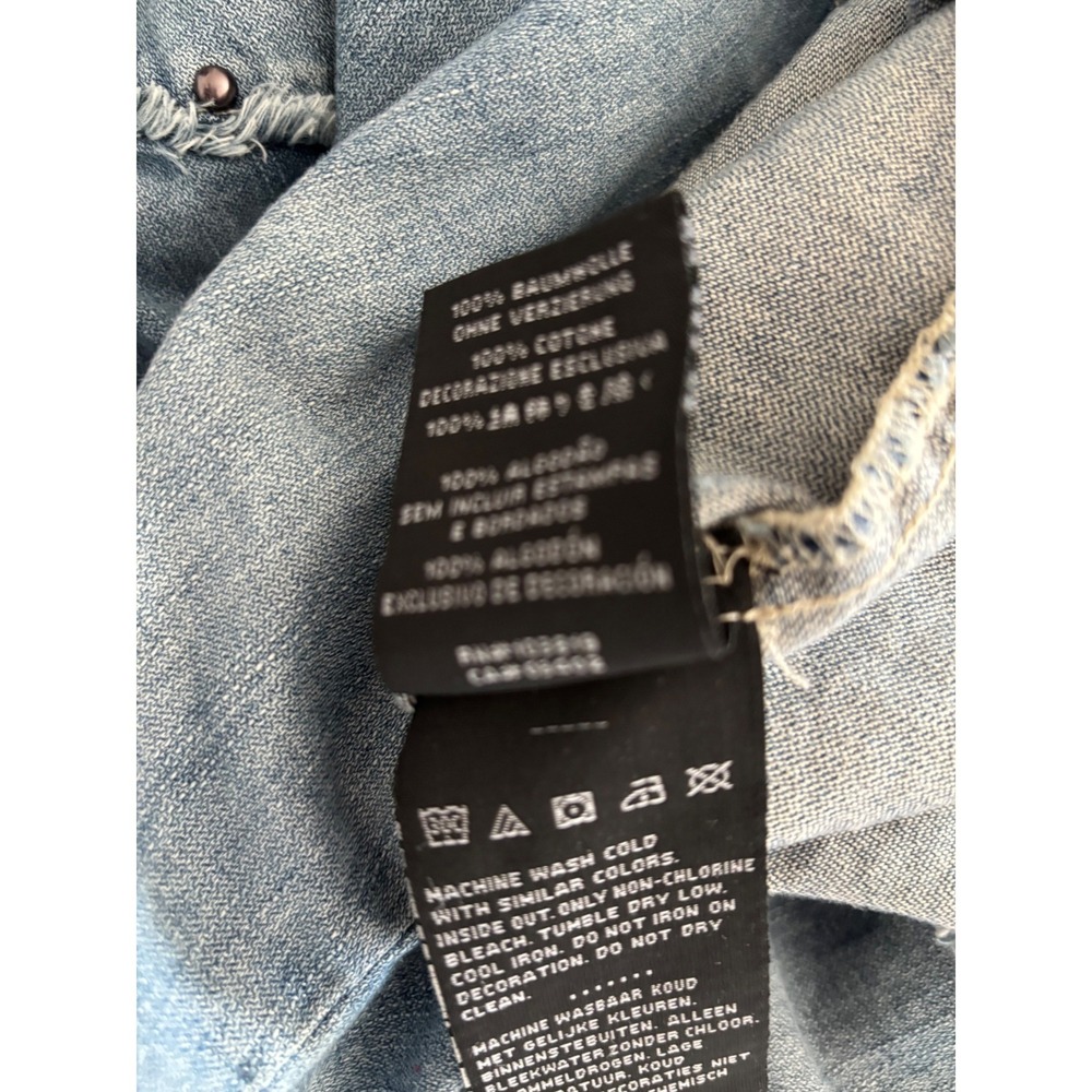 Harley Davidson Womens Denim Vest Light Wash American Flag Studded Frayed small - Picture 11 of 11